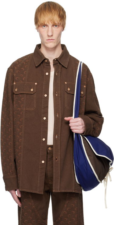 Bunda Marine Serre Marine Serre Moon Jacquard Twill Overshirt Hnedá | USI030A CWOV0063, 0