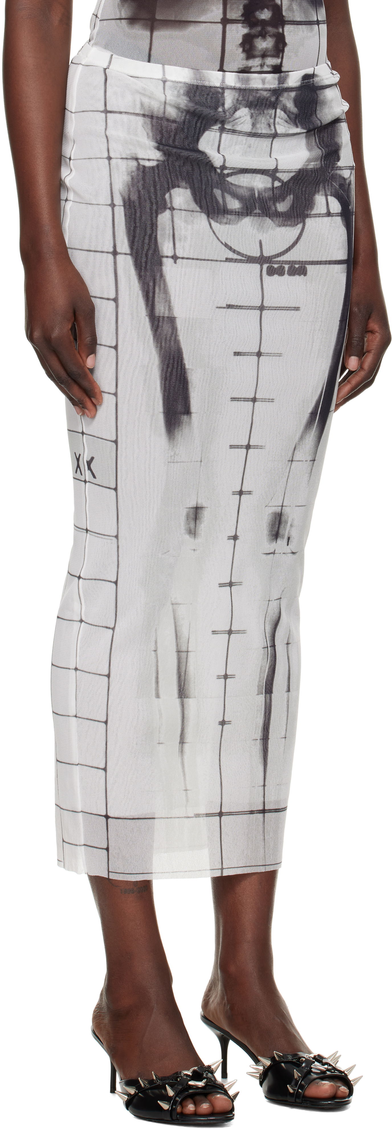 Sukňa Jean Paul Gaultier Jean Paul Gaultier 'The Squeletor' Mesh Maxi Skirt Biela | 25/33-F-JU144-T580-0100, 1