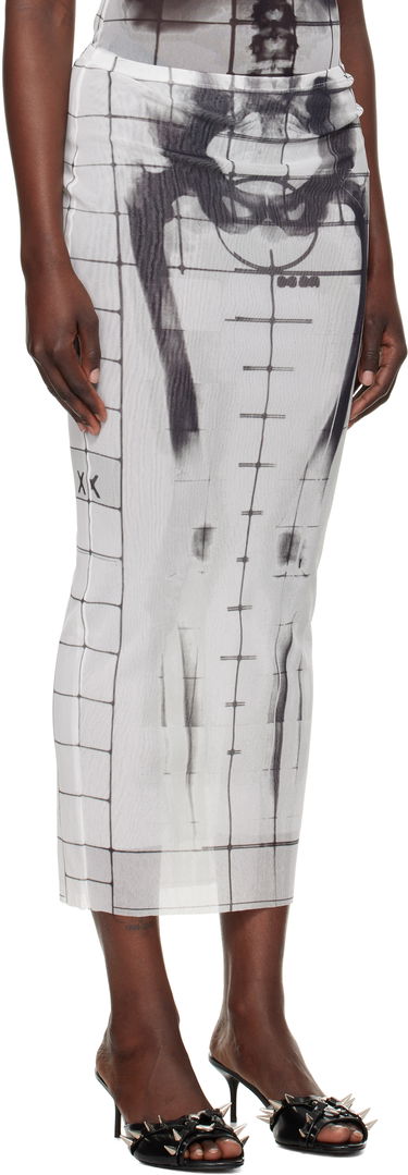 Sukňa Jean Paul Gaultier Jean Paul Gaultier 'The Squeletor' Mesh Maxi Skirt Biela | 25/33-F-JU144-T580-0100, 1