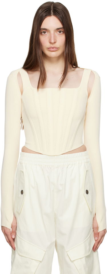 Tielko Dion Lee Pointelle Knit Long Sleeve Top Biela | A7460P23, 0