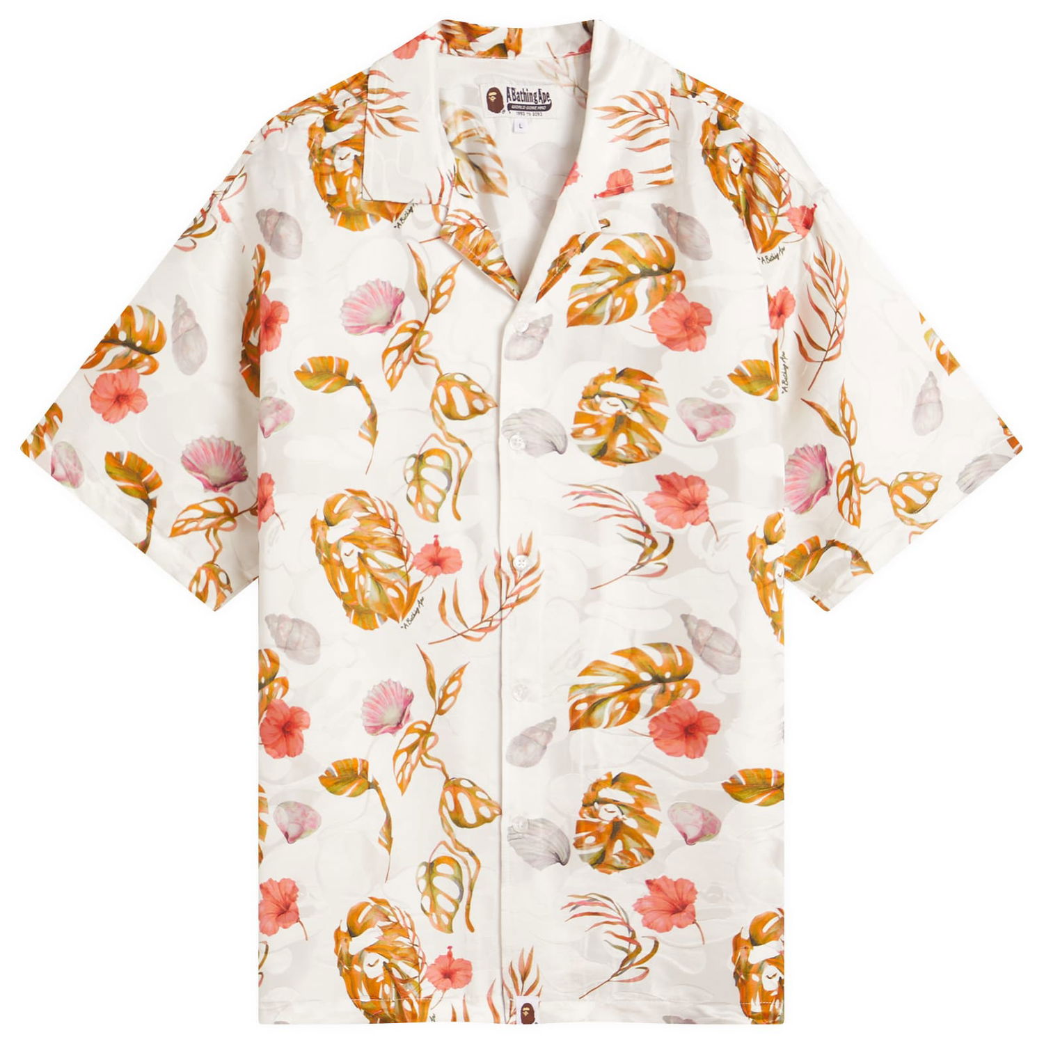 Košeľa BAPE A Bathing Ape Vacation Pattern Open Collar Shirt, Size Large Biela | 001SRL301308M-WHT, 1