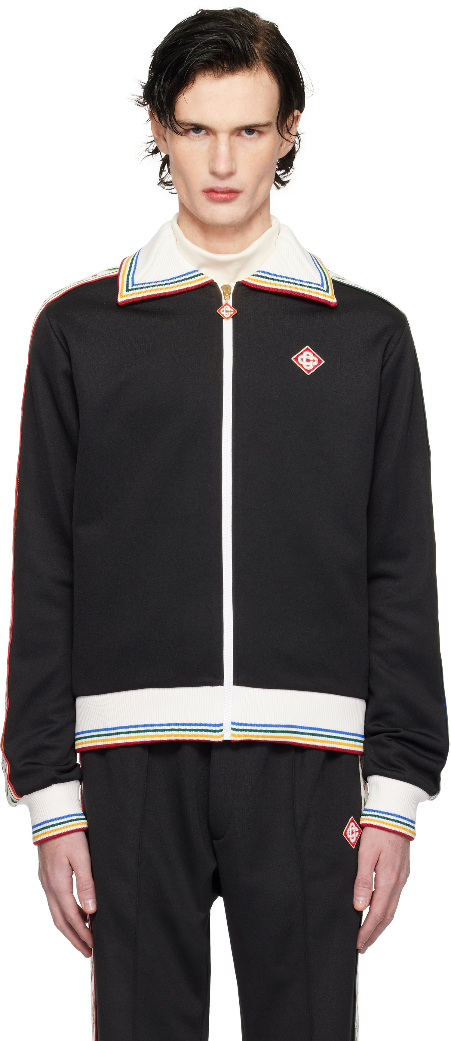 Bunda Casablanca Track Jacket with Stripes Čierna | MPS25-JTP-310-01, 0