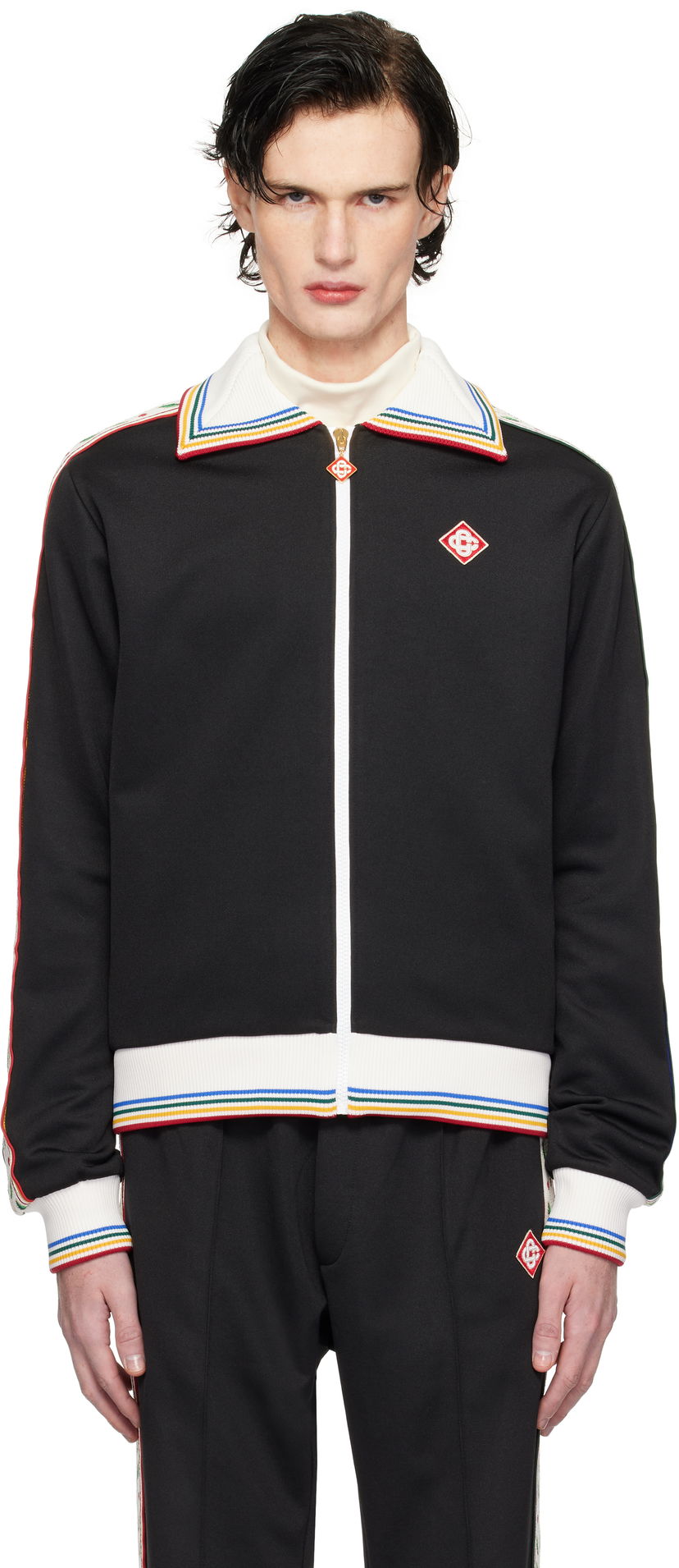 Bunda Casablanca Track Jacket with Stripes Čierna | MPS25-JTP-310-01