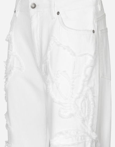 Džínsy Dolce & Gabbana Embroidered Boyfriend Jeans Biela | FTCGNZG8LC6S9001, 3