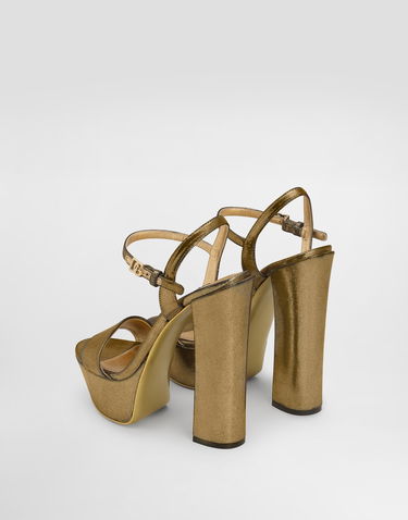 Tenisky a topánky Dolce & Gabbana Foiled Organzine Platform Sandals Metalická | CR1781A573680997, 2