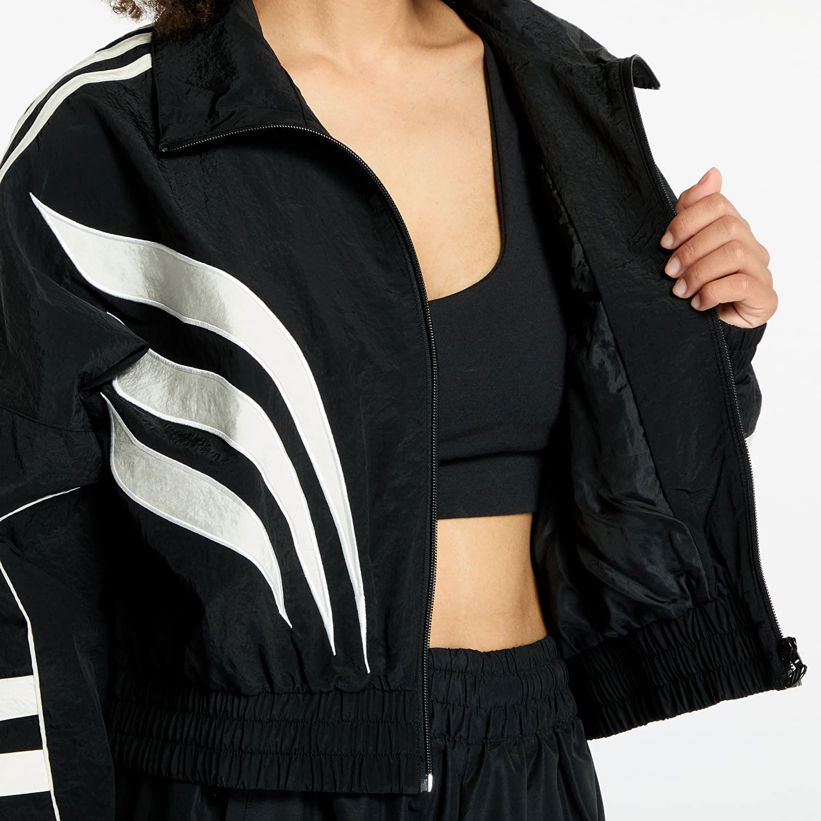 Crop Atlanta Track Top Black