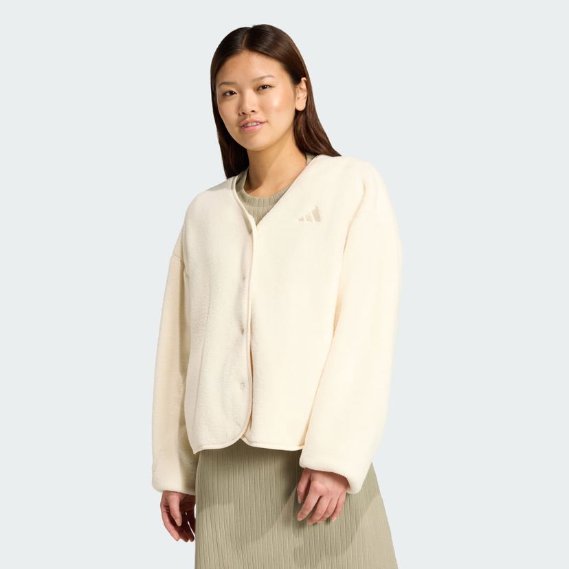 Sveter adidas Performance Future Icons Fleece Cardigan Biela | KB5234