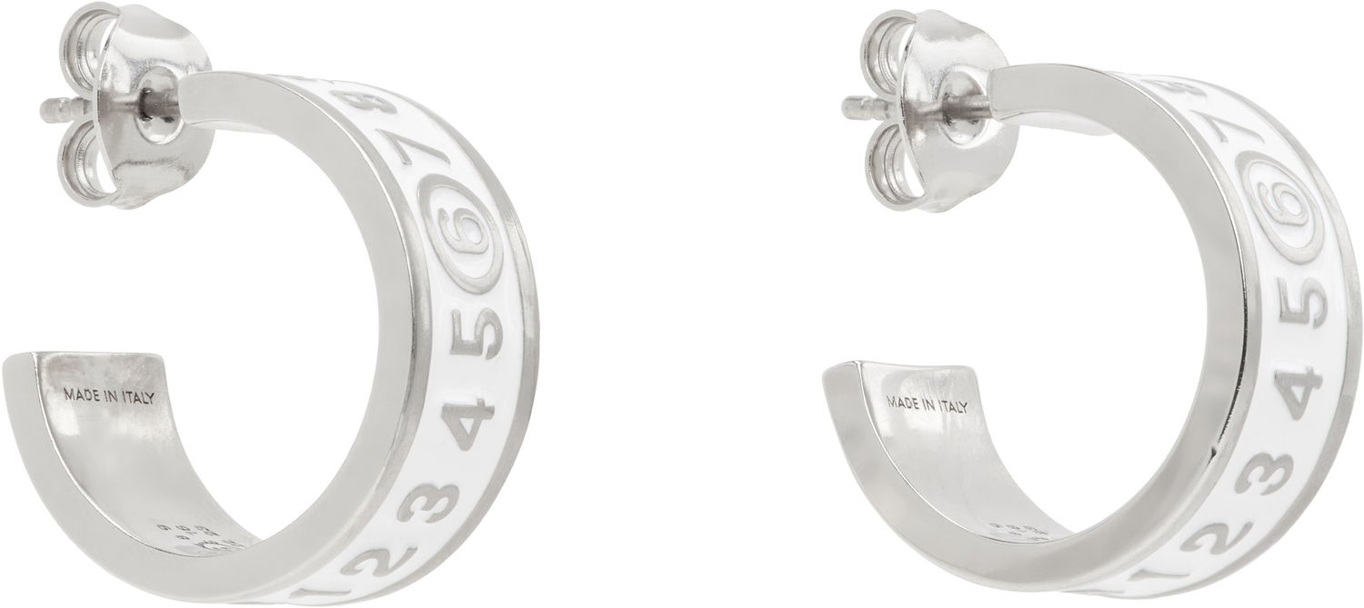 Náušnice Maison Margiela MM6 Maison Margiela White Enamel Number Logo Earrings Biela | SM6VG0084 P7211, 1