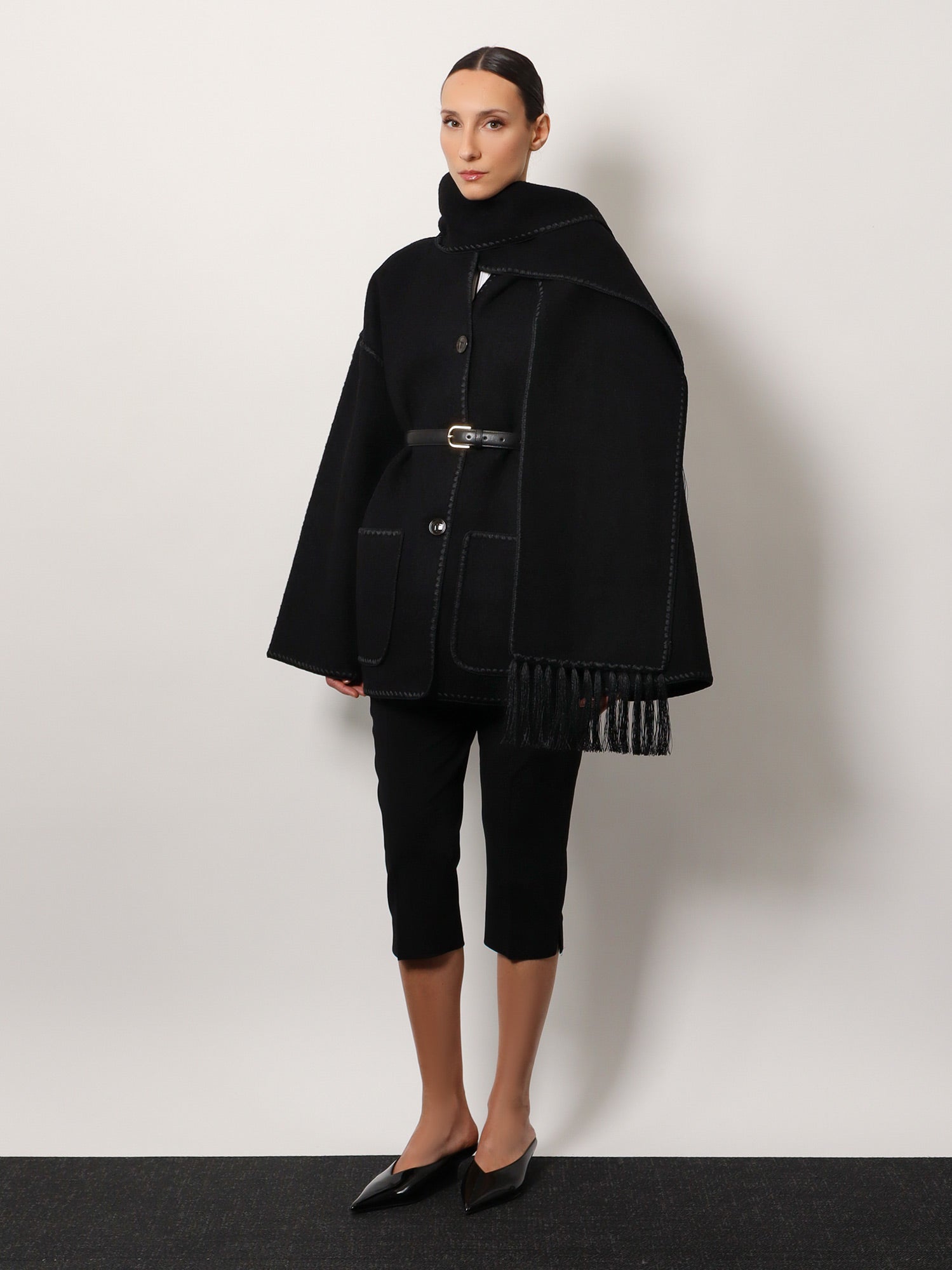 Kabáty TOTEME Fringed Oversized Wool-Cashmere Coat by Toteme Čierna | 2241018201200, 1