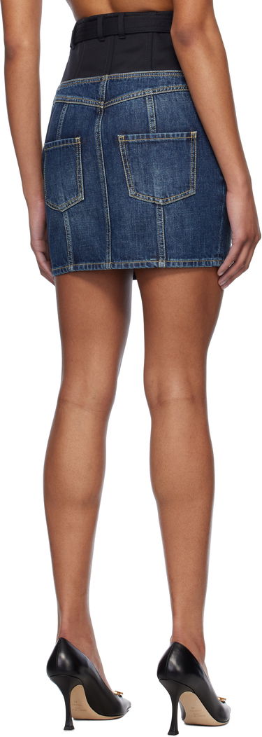 Sukňa Balmain Balmain Crêpe and Denim Miniskirt Modrá | EF1LBA56DF25, 2