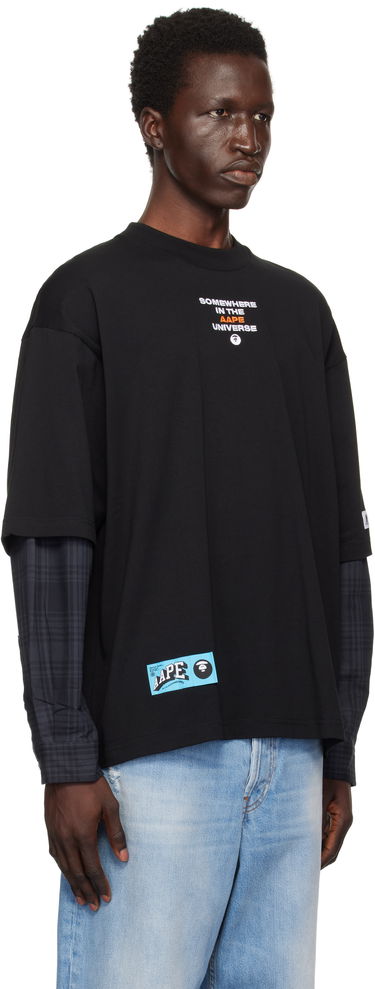 Tričko AAPE by A Bathing Ape AAPE by A Bathing Ape Faux Layered Long Sleeve T-Shirt Čierna | AAPLTM1570XXNBKX, 1