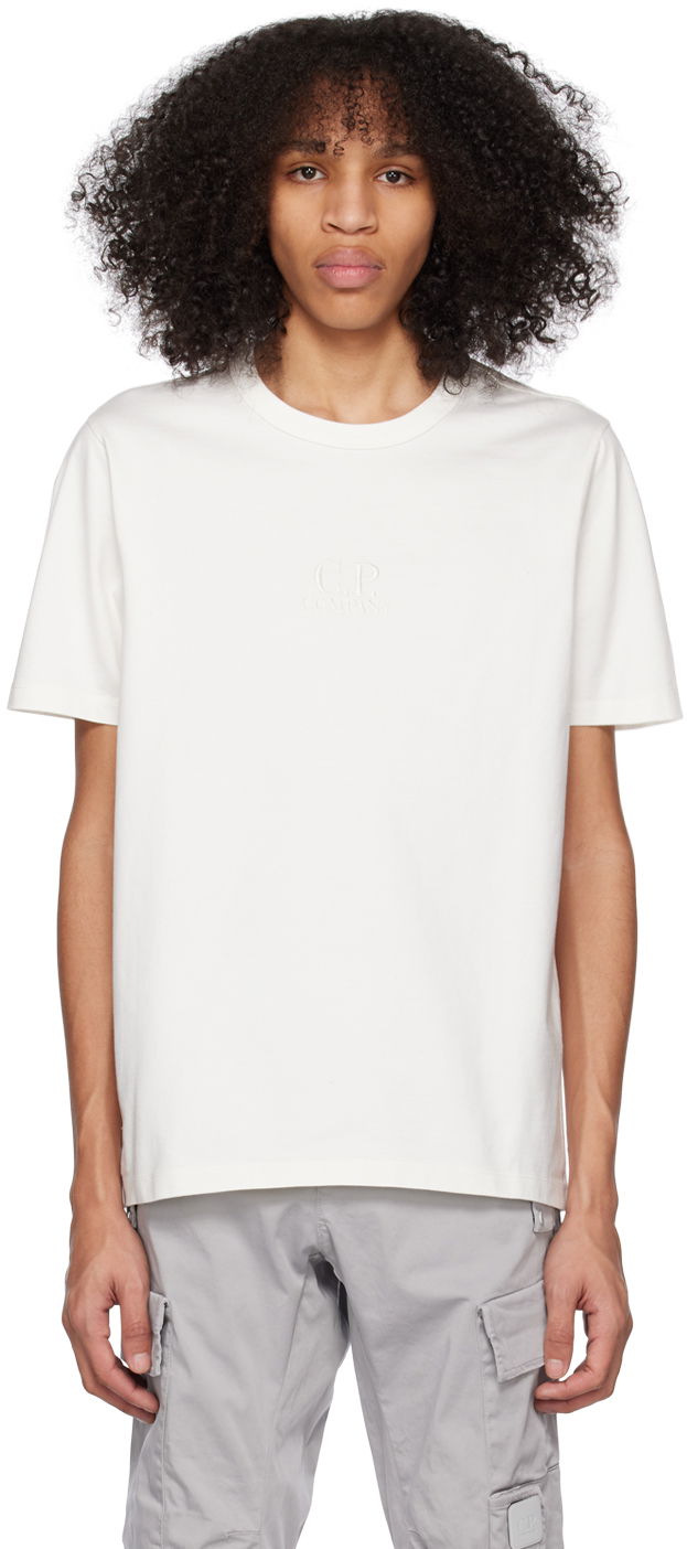 Tričko C.P. Company Embroidered T-Shirt Biela | 14CMTS159A-006499W, 0
