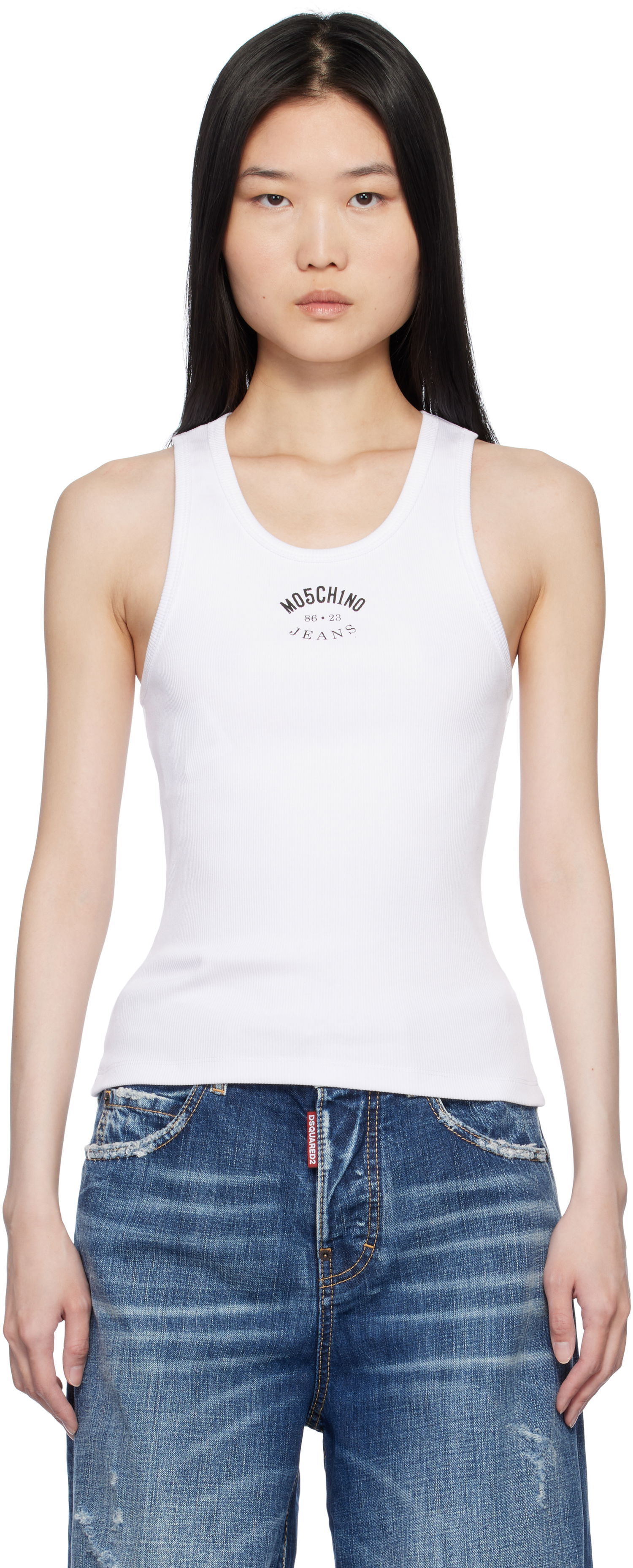Tielko Moschino Stretch Cotton Tank Top Biela | 251K10804, 0
