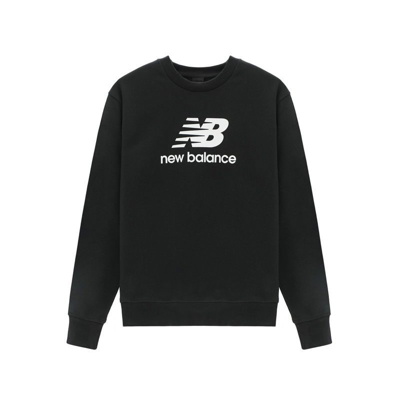 Mikina New Balance Essentials Stacked Logo Crewneck Sweatshirt Čierna | AMT31538-BK