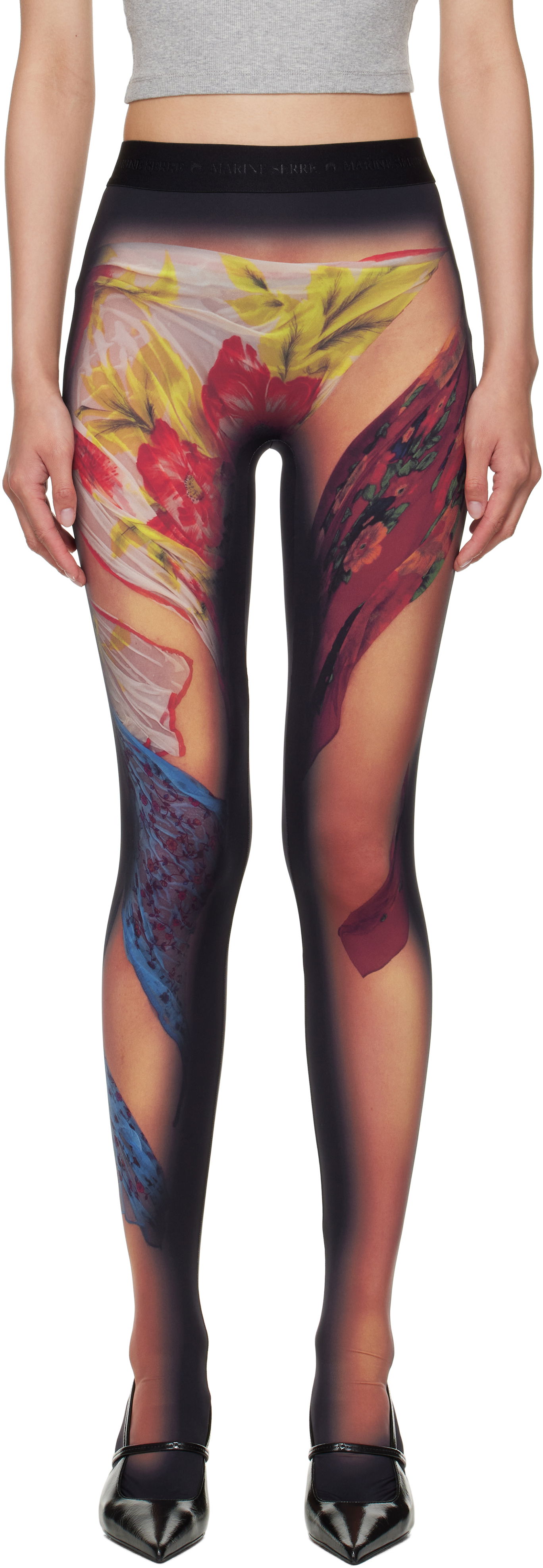 Legíny Marine Serre Marine Serre Recycled Draped Statue Jersey Leggings Čierna | WPA043A CJER0076, 0