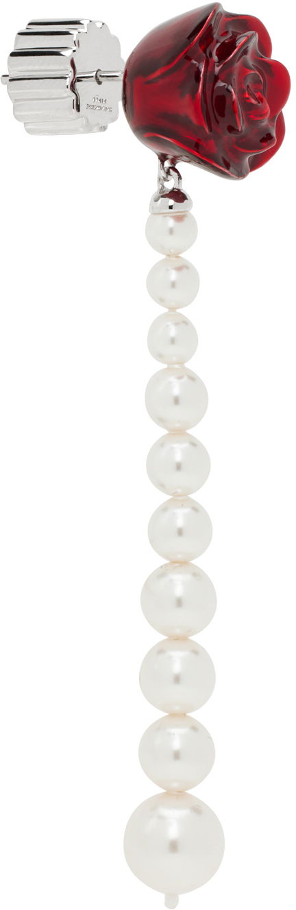 Náušnice SHUSHU/TONG YVMIN Edition Pearl Chain Rose Single Earring Červená | 22318RED00DN, 1