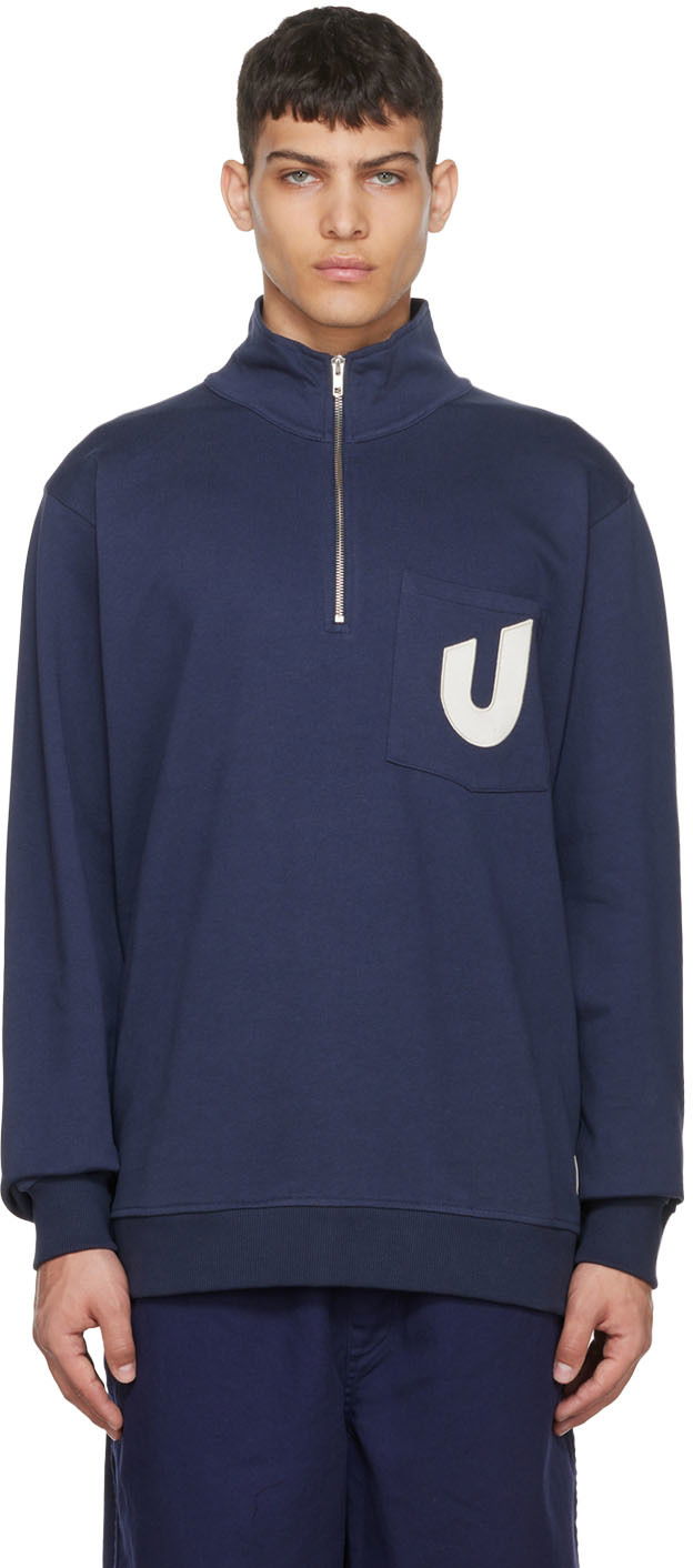Mikina YMC Umbro Edition Quarter-Zip Sweatshirt Navy | UMJM0646-OGK, 0