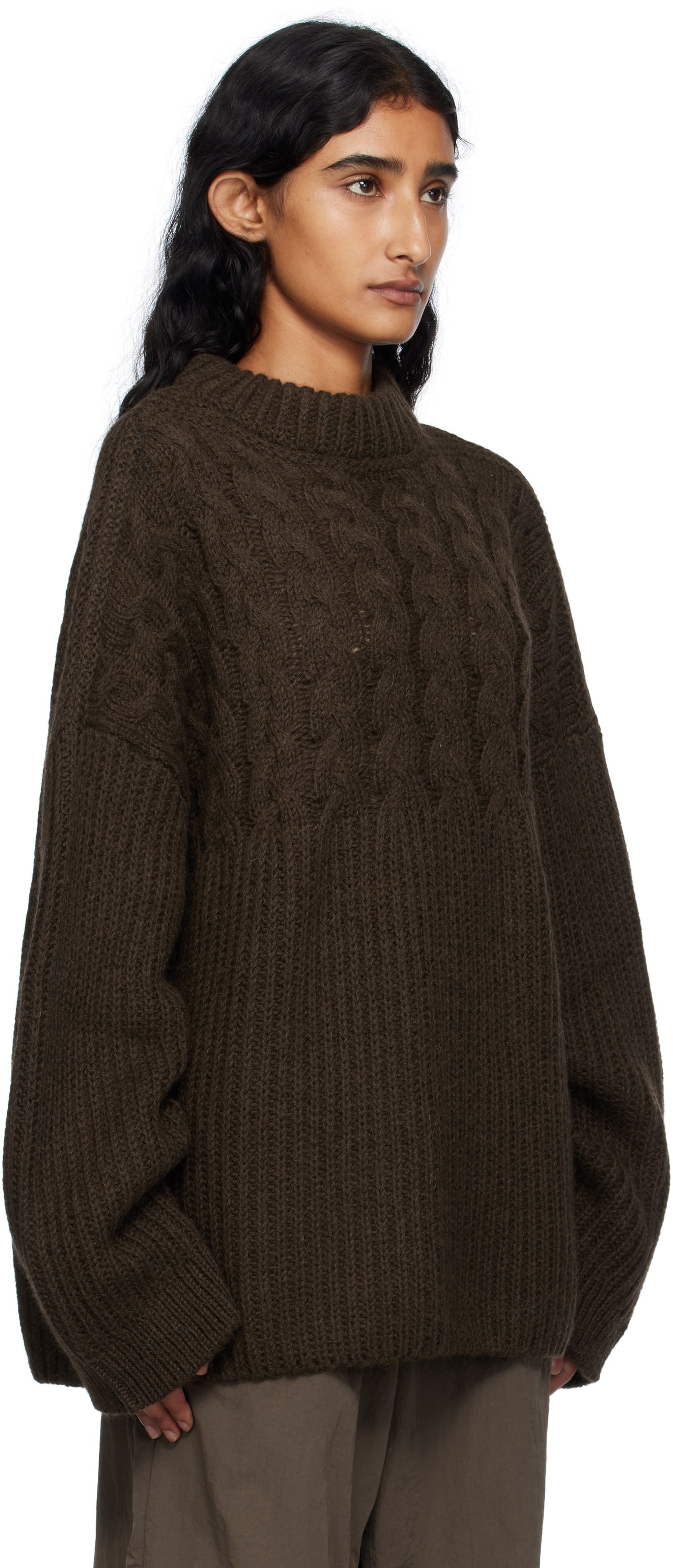 Sveter Cecilie Bahnsen Cecilie Bahnsen Belinda Cable Knit Sweater Hnedá | 2.25KNI51004 BELINDA JUMPER, 1