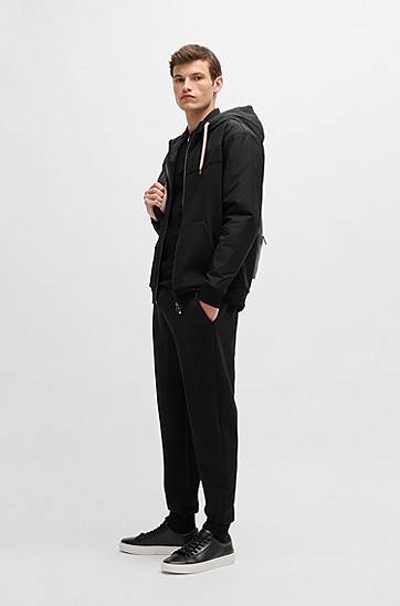 Prešívaná bunda BOSS Zip-Up Hoodie with Tonal Insert Čierna | 50524342, 1