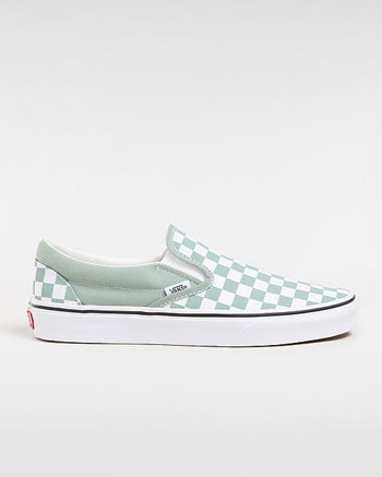 Vans Classic Slip-on Checkerboard Shoes (color Theory Checkerboard Iceberg Green) Unisex White, Size 5 VN000BVZCJL