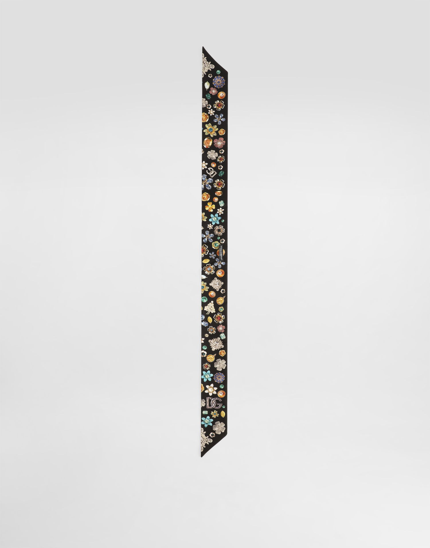 Šál Dolce & Gabbana Dolce & Gabbana Silk Twill Bandeau with Floral Brooches Print Čierna | FS215AGDDAWHN5SA, 1