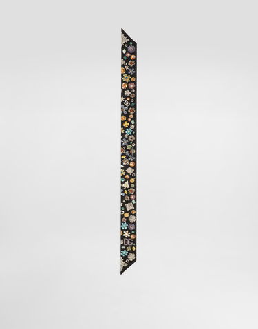 Šál Dolce & Gabbana Dolce & Gabbana Silk Twill Bandeau with Floral Brooches Print Čierna | FS215AGDDAWHN5SA, 1