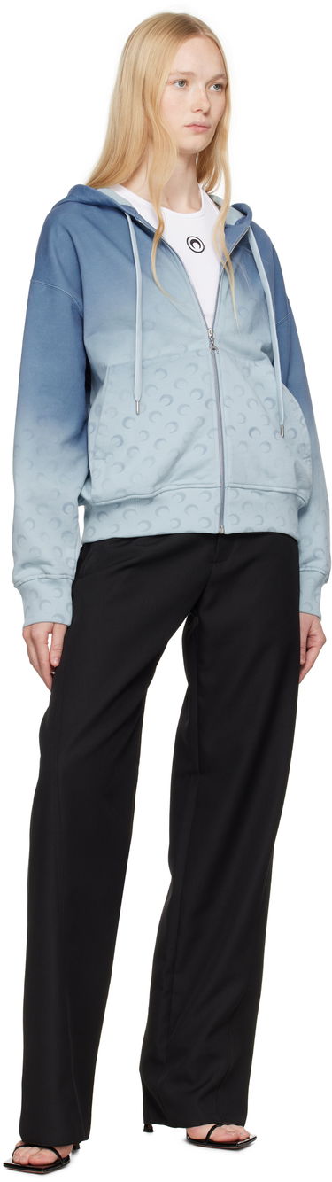 Mikina Marine Serre Marine Serre Moon Faded Fleece Zip Hoodie Modrá | UST017B CJER0073, 3