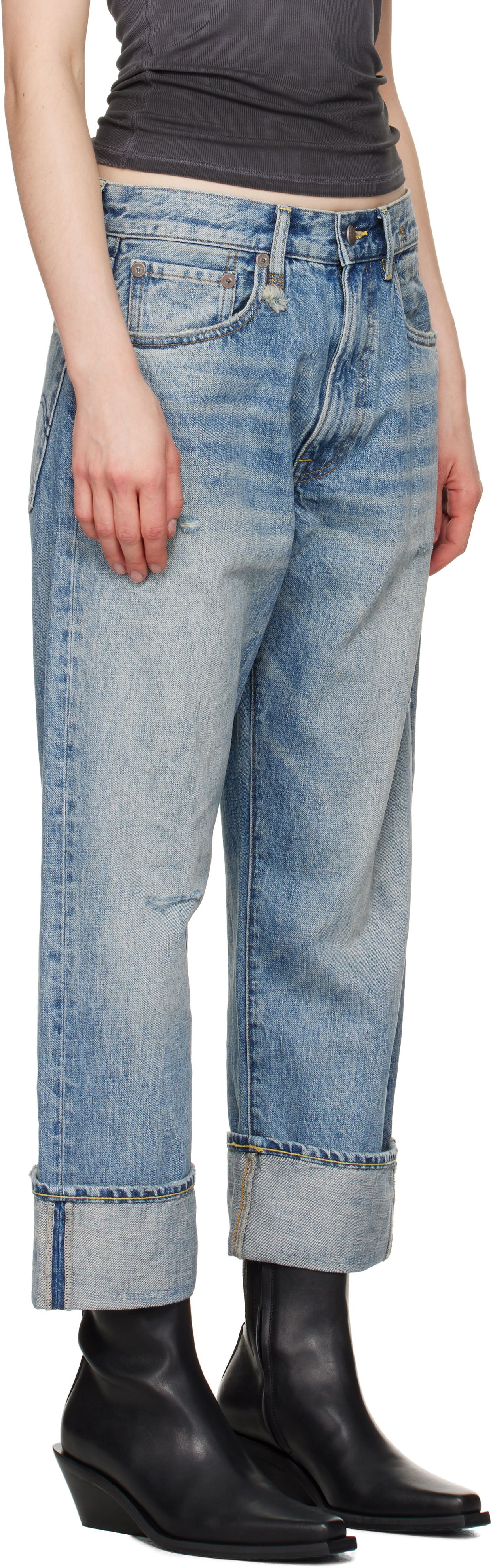 Džínsy R13 R13 Cuffed X-Boyfriend Jeans Modrá | R13WD111-D149D, 1