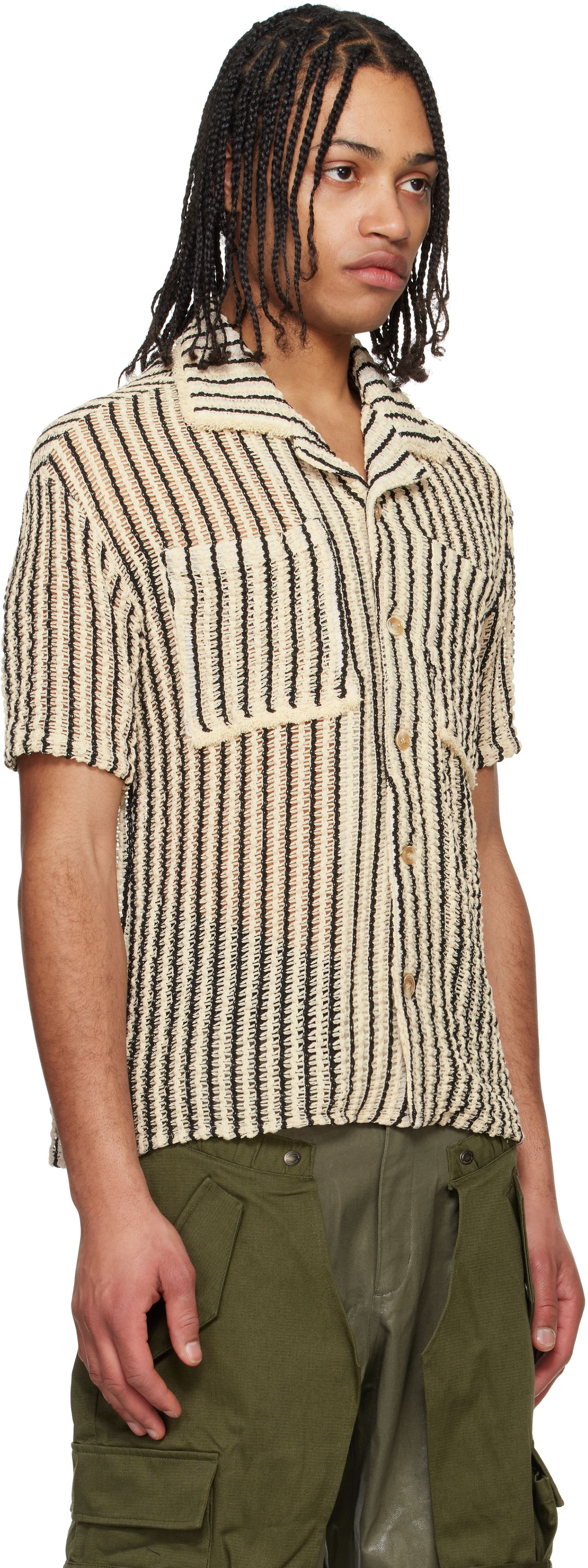 Košeľa Andersson Bell Andersson Bell Sheer Knit Striped Shirt Béžová | atb1235m, 1
