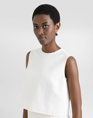 Crop Top Dolce & Gabbana Dolce & Gabbana Stretch Mat Crop Top Biela | F7AU2TFU9AUW0001, 3
