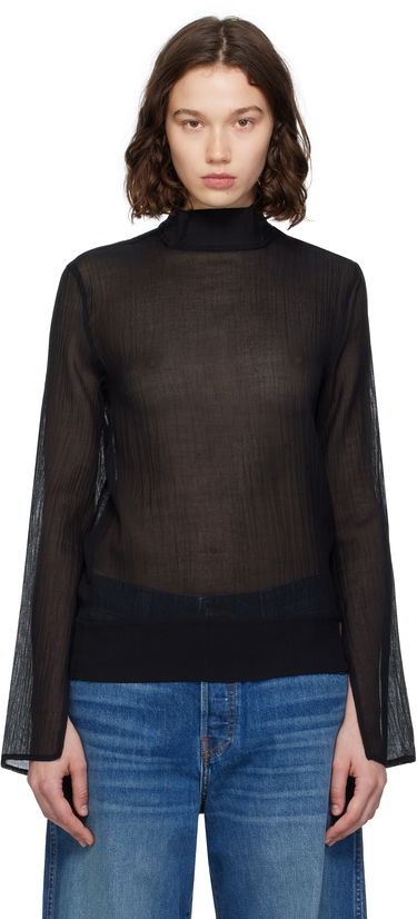 Košeľa TOTEME TOTEME Slit Sleeve Mock Neck Blouse Čierna | 253-WRT0546-FB0462, 0