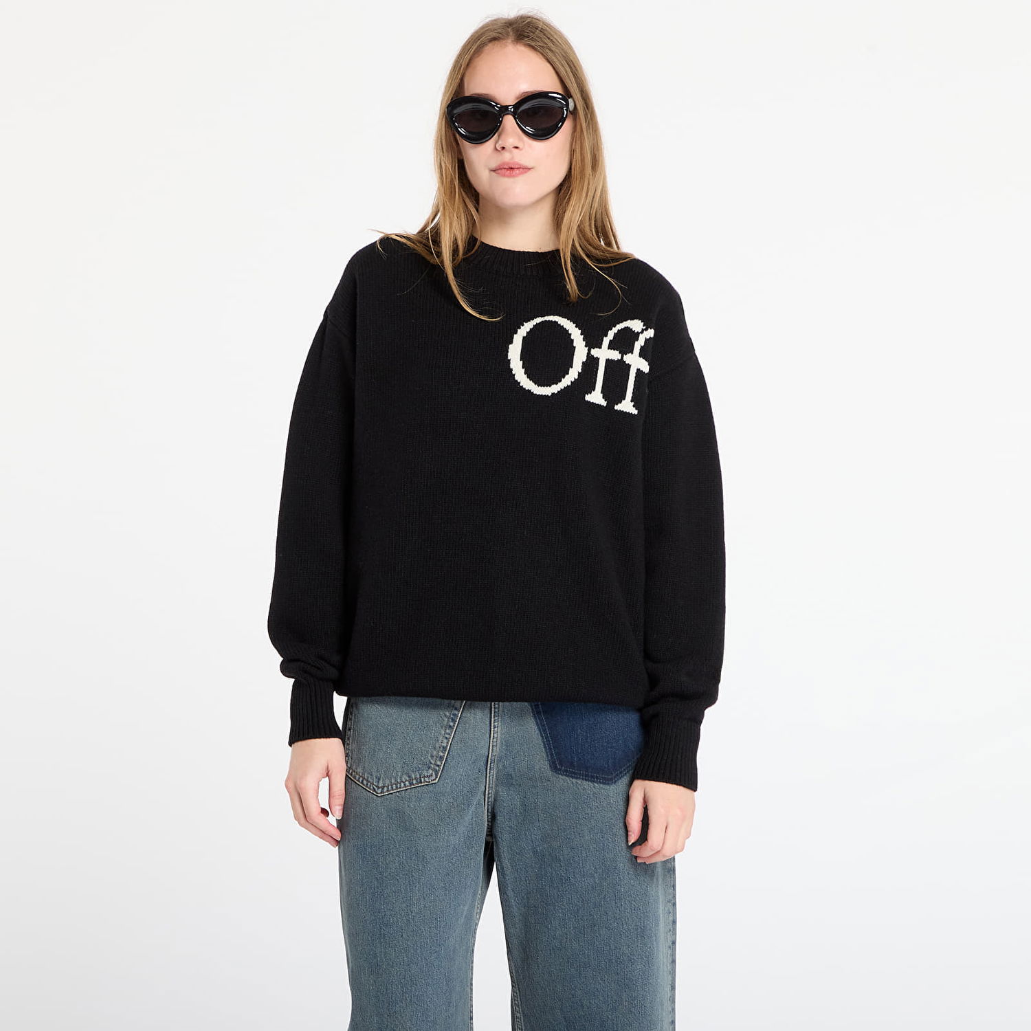 Sveter Off-White Off-White Bookish Shared Knit Crewneck Čierna | OWHE10OF25KNI0021001, 0