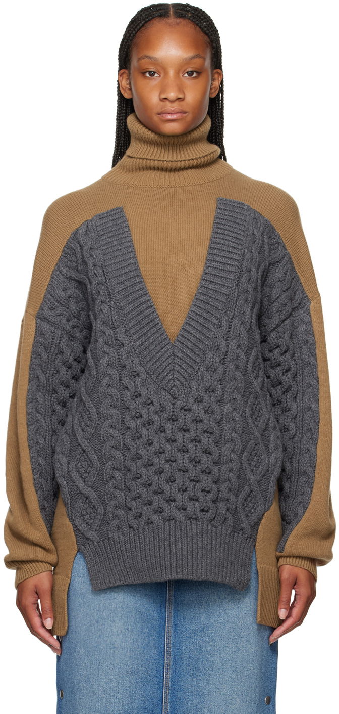 Sveter Stella McCartney Stella McCartney Paneled Turtleneck Sweater Hnedá | 6K08583S2527, 0