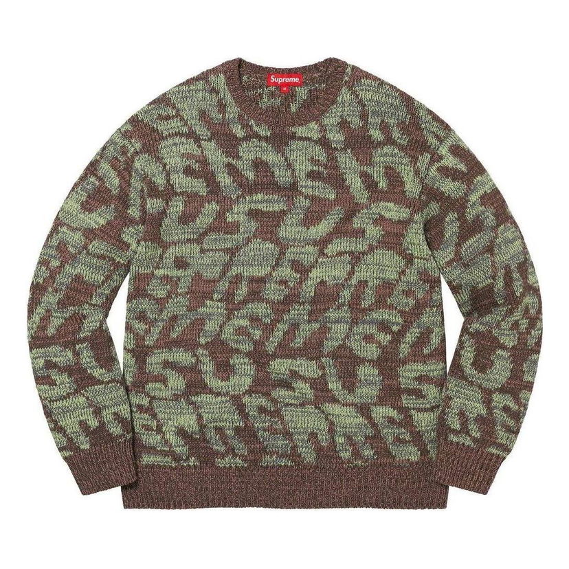 Sveter Supreme Stacked Patterned Sweater Zelené | SUP-SS23-136