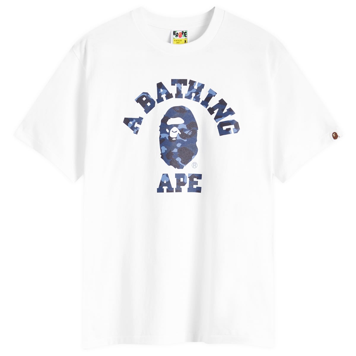 A Bathing Ape Men's Colour Camo College T-Shirt in White/Navy, Size Large | END. Clothing