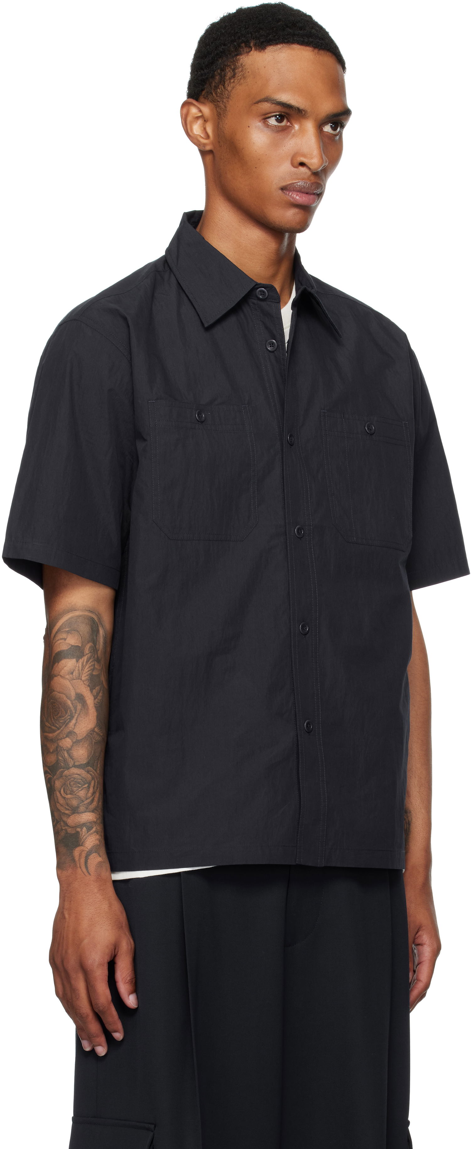 Košeľa NORSE PROJECTS Norse Projects Ivan Tech Poplin Short Sleeve Shirt Čierna | N40-0826, 1