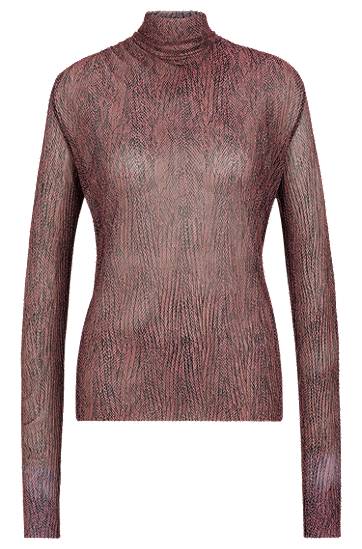 Sveter BOSS Plissé Tulle High-Neck Top Ružová | 50521730, 0