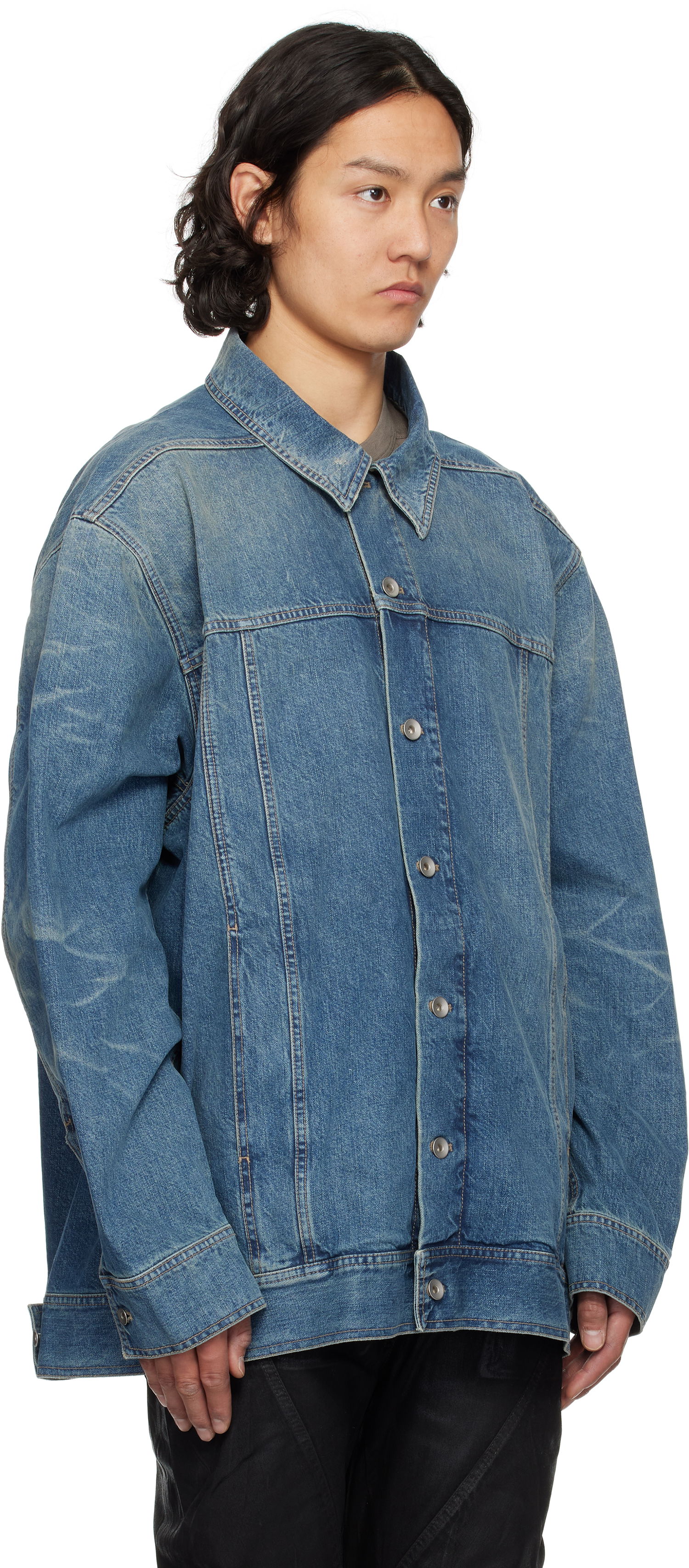 Bunda Rick Owens Rick Owens DRKSHDW Hollywood Jumbo Worker Denim Jacket Modrá | DU01E3761 DWB, 1
