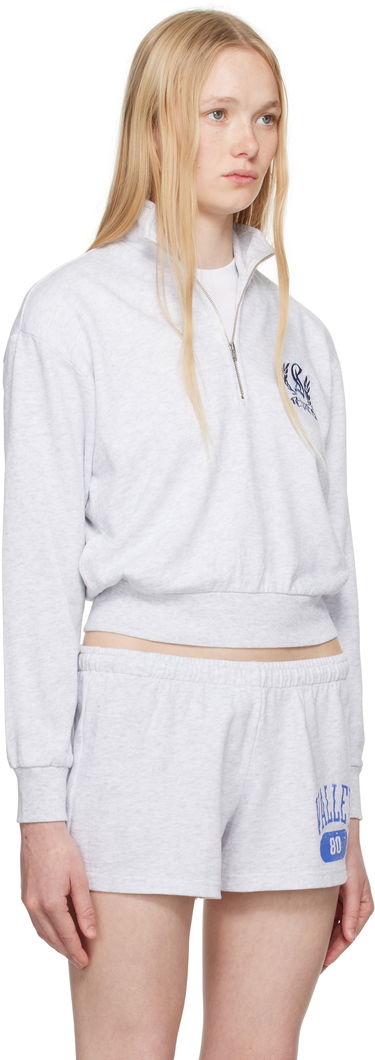 Sveter SKIMS SKIMS Lightweight Fleece Shrunken Quarter Zip Sweatshirt Šedá | PL-PLO-8155W, 1