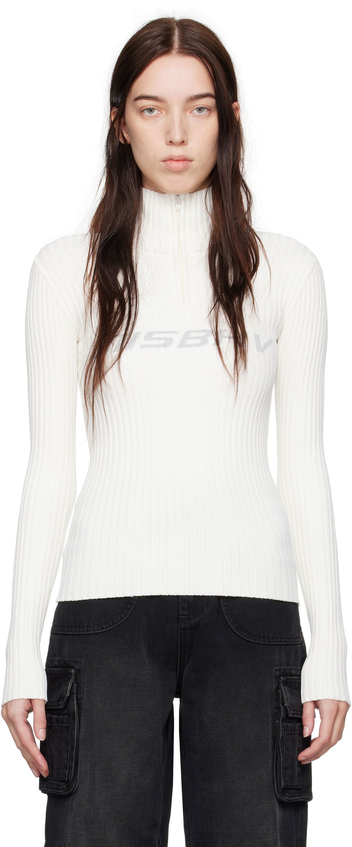 Sveter MISBHV Knitted Quarter-Zip Ski Turtleneck Biela | 230B703, 0