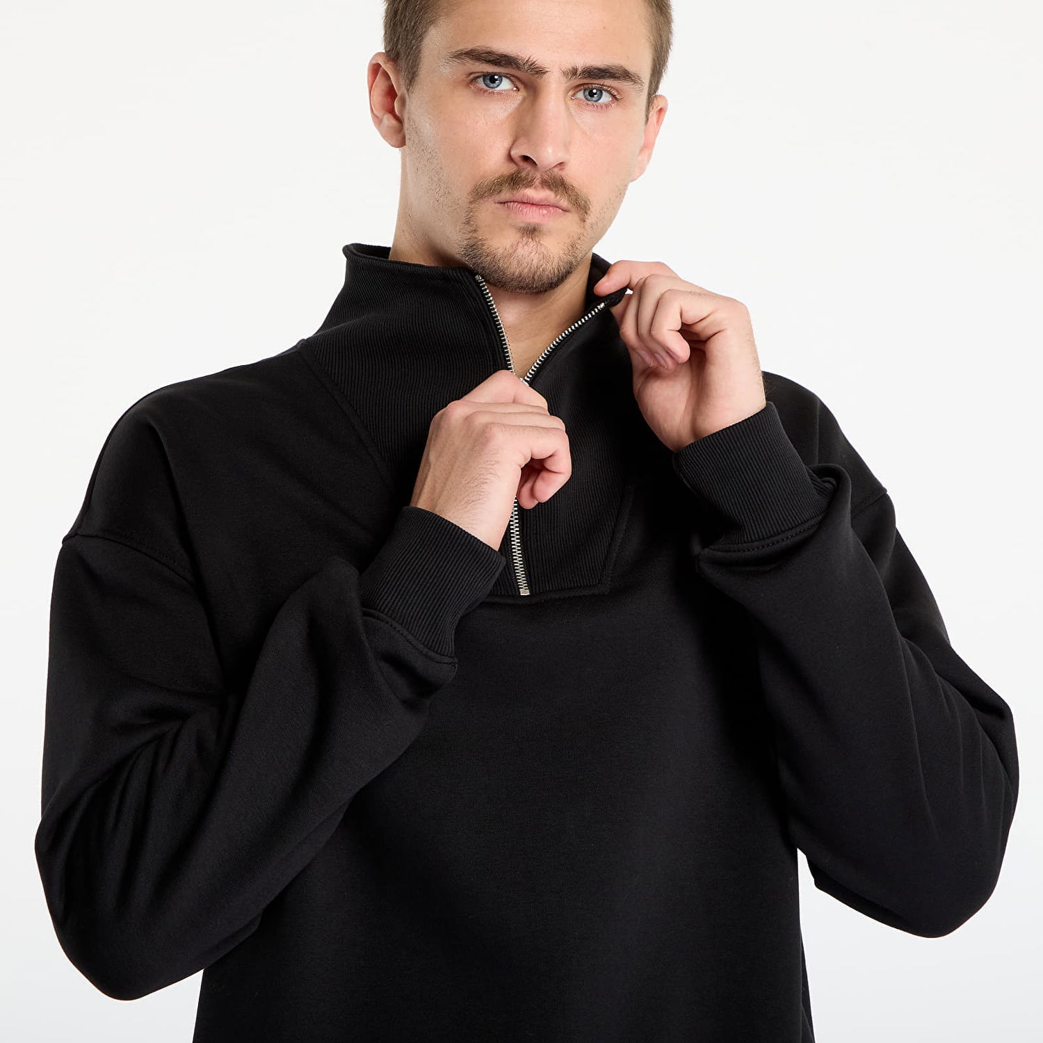 Mikina Urban Classics Cut&Sew Troyer Sweatshirt Čierna | TB7594-00007, 1