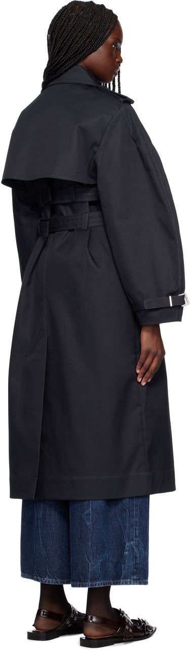Trenčkot GANNI Ganni Bonded Cotton Trench Coat Čierna | W0395, 2