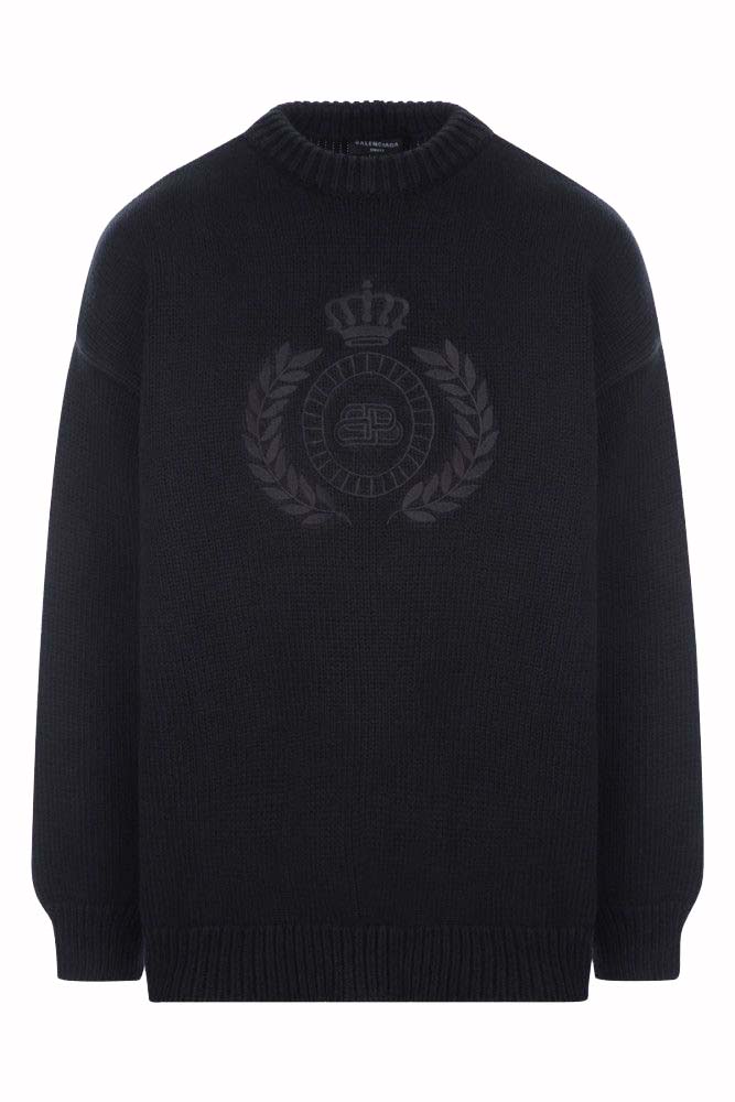 Sveter Balenciaga BB Laurel Crown Logo Crewneck Čierna | 664369T32111000, 0