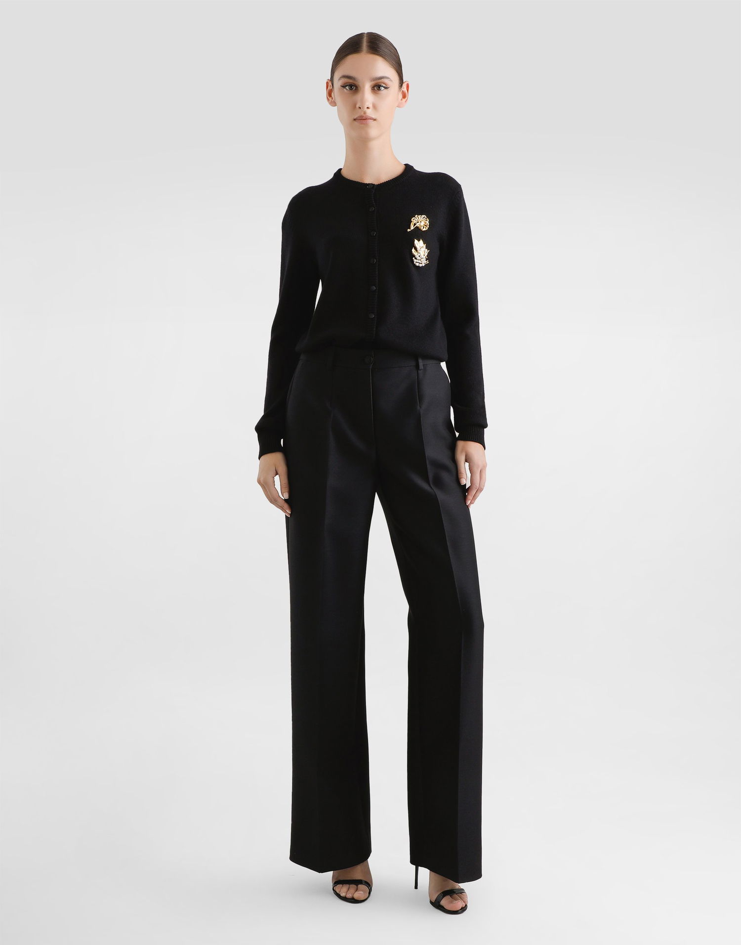 Sveter Dolce & Gabbana Dolce & Gabbana Wool Cardigan with Brooch Čierna | FXV09ZJCVXNN0000, 1
