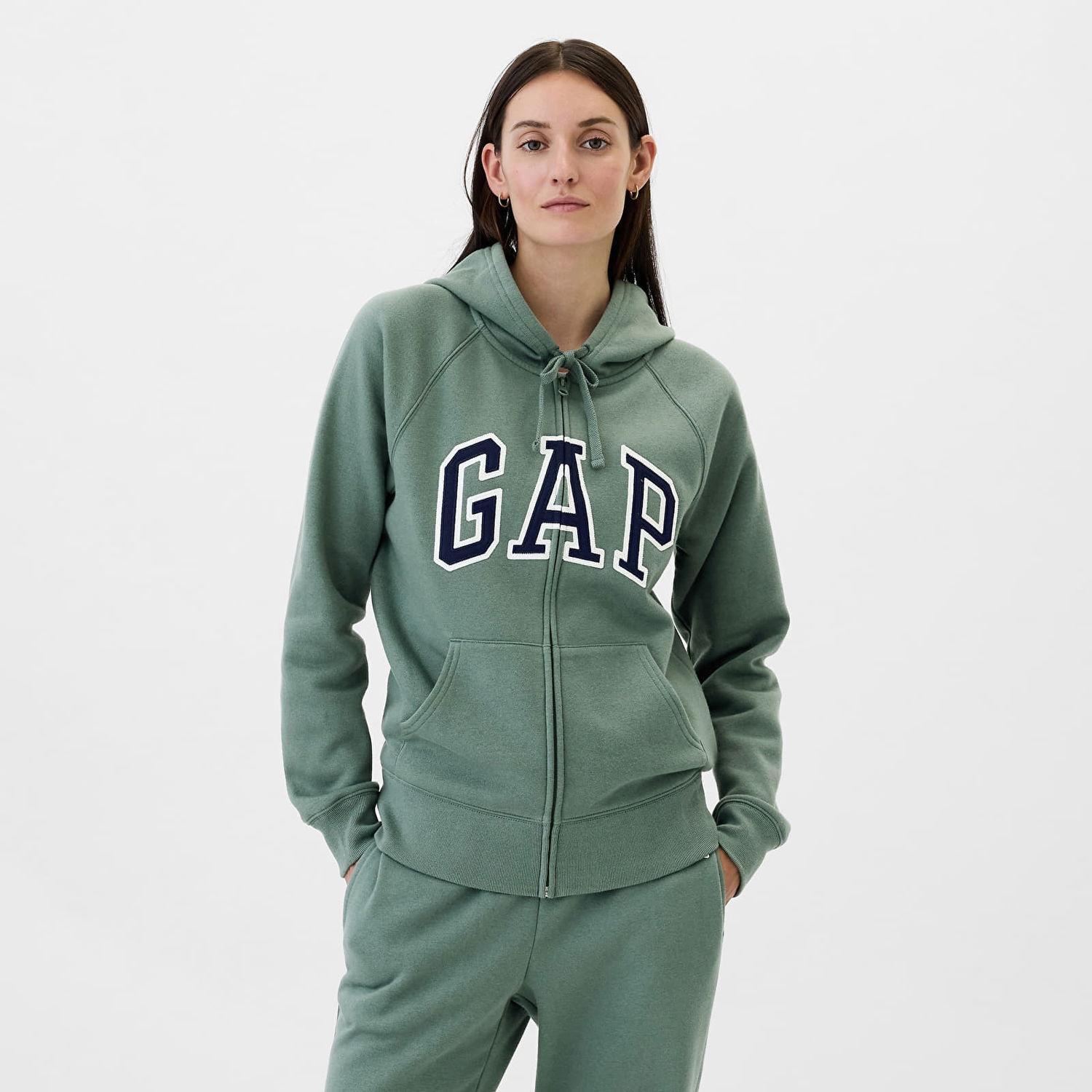 Mikina GAP Logo Fullzip Hoodie District Green Zelené | 463503-55, 0