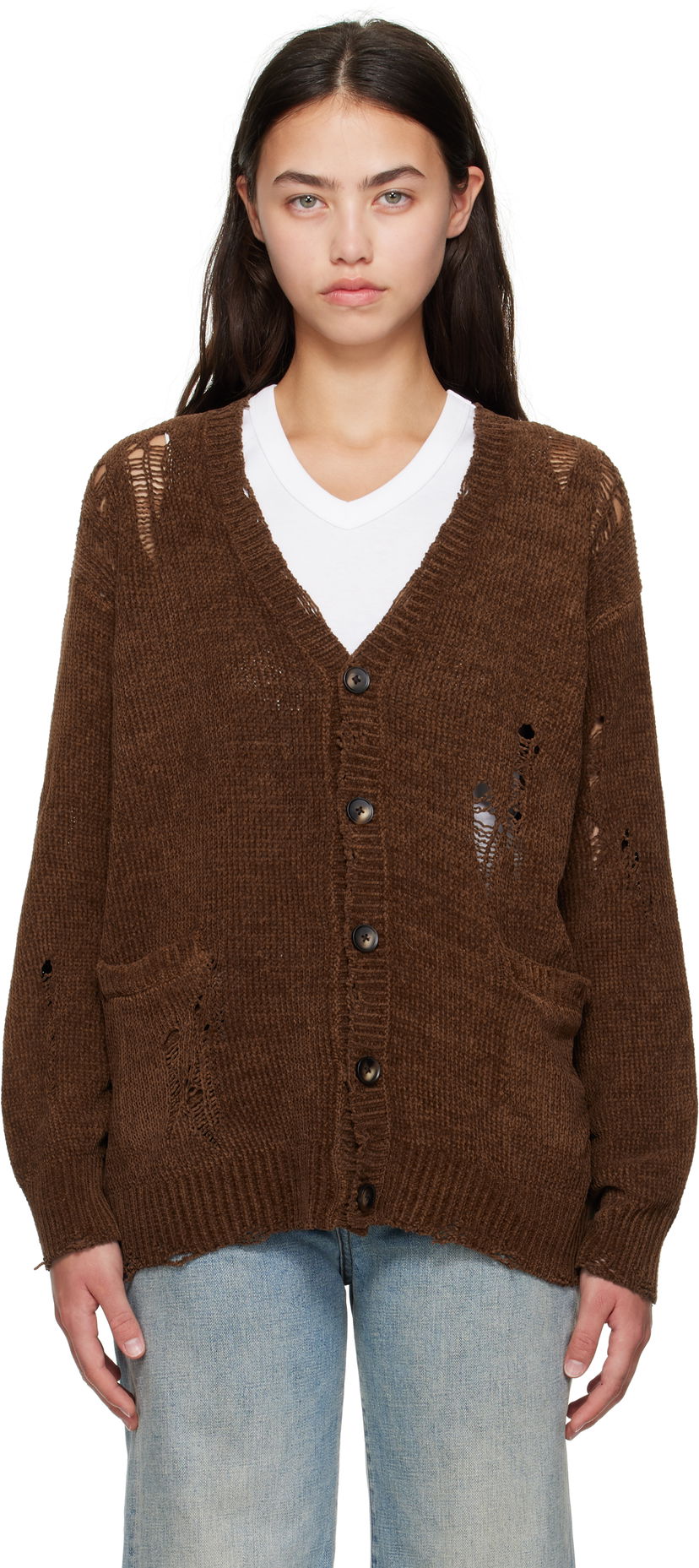 Sveter R13 R13 Chenille Boyfriend Cardigan Hnedá | R13WY237-Y224A