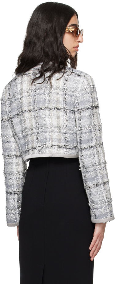 Bunda Dolce & Gabbana Dolce&Gabbana Short Check Lurex Raschel Tweed Jacket Šedá | F27DQT FQZAE, 2