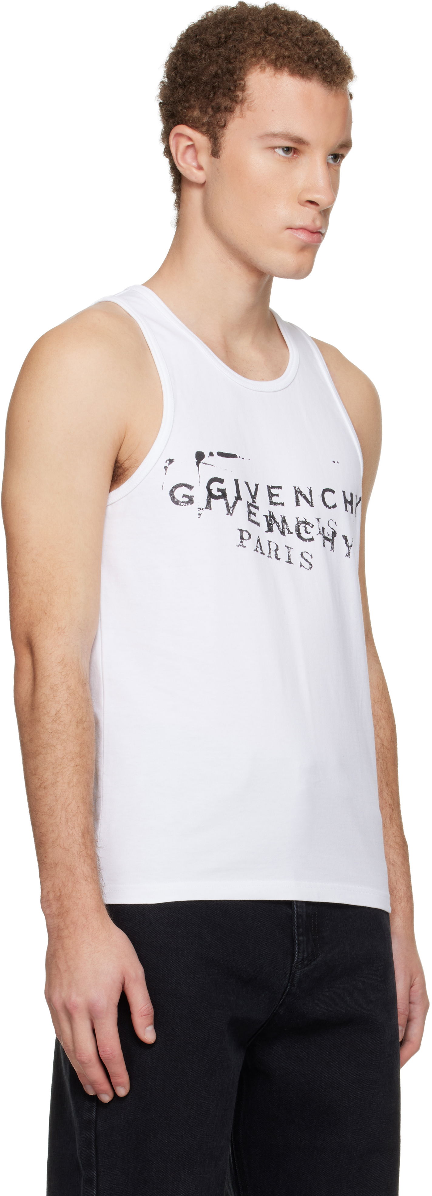 Tielko Givenchy Distressed Stamp Print Tank Top Biela | BM71NH3YSA100, 1