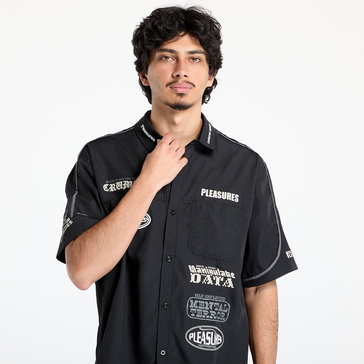 Košeľa Pleasures PLEASURES Terror Button-Up Shirt Čierna | P25SU005 BLACK, 1
