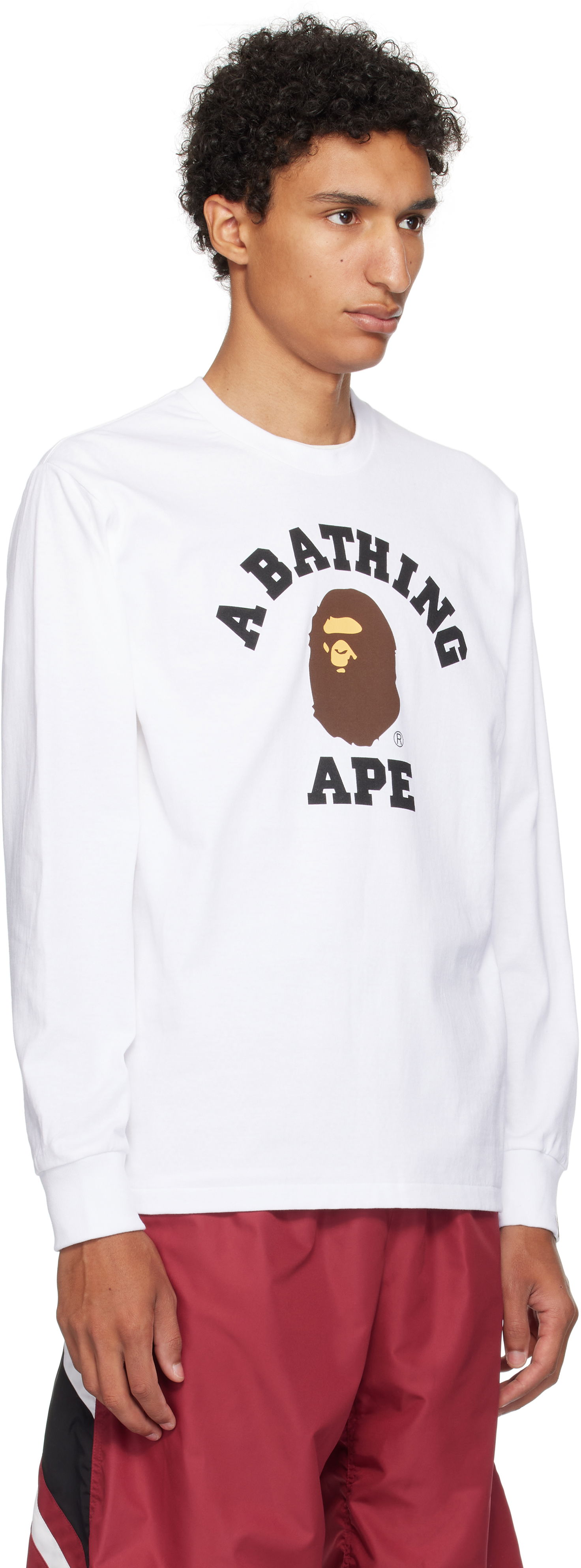 Tričko BAPE A Bathing Ape College Long Sleeve T-Shirt Biela | 001LTL301013M, 1